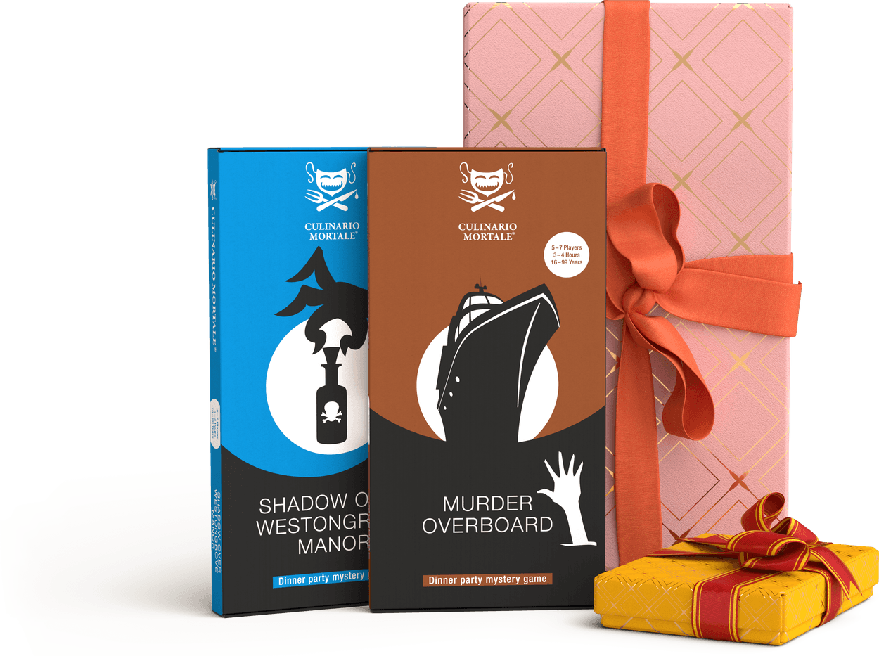 A Culinario Mortale murder mystery wrapped as a gift